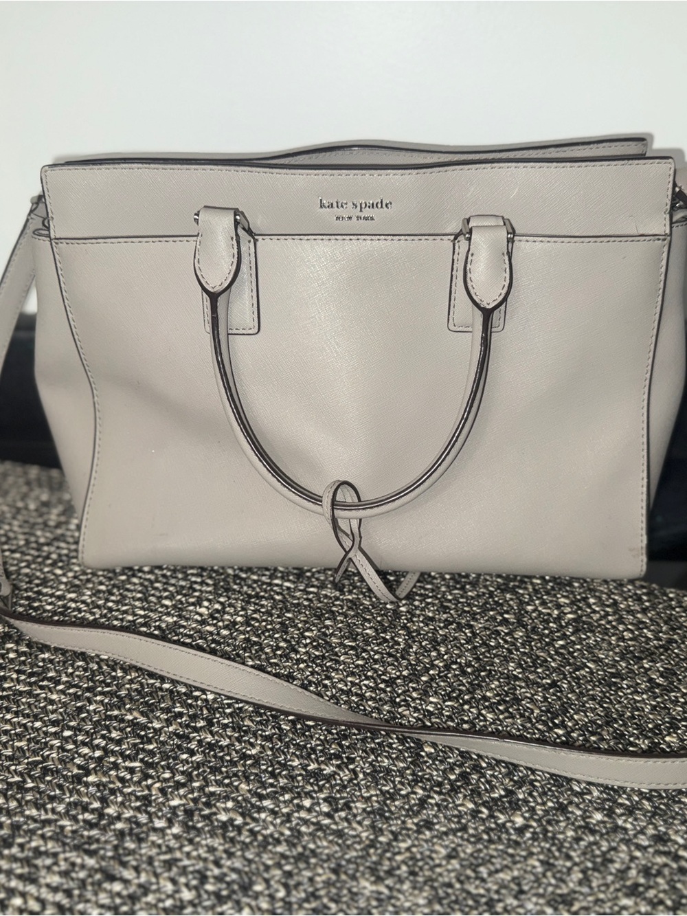 kate spade beige leather shoulder satchel